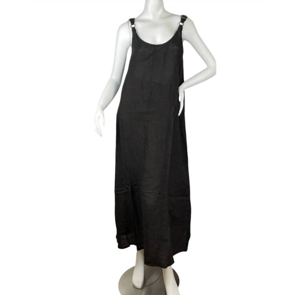 NEW TEMPO PARIS women's linen maxi dress in black